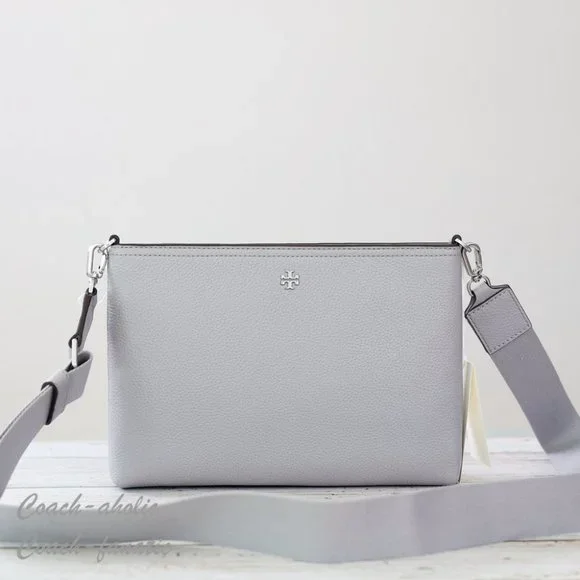 NWT Tory Burch Blake Swingpack Leather Crossbody Bag in Bay Gray - Picture 3 of 11